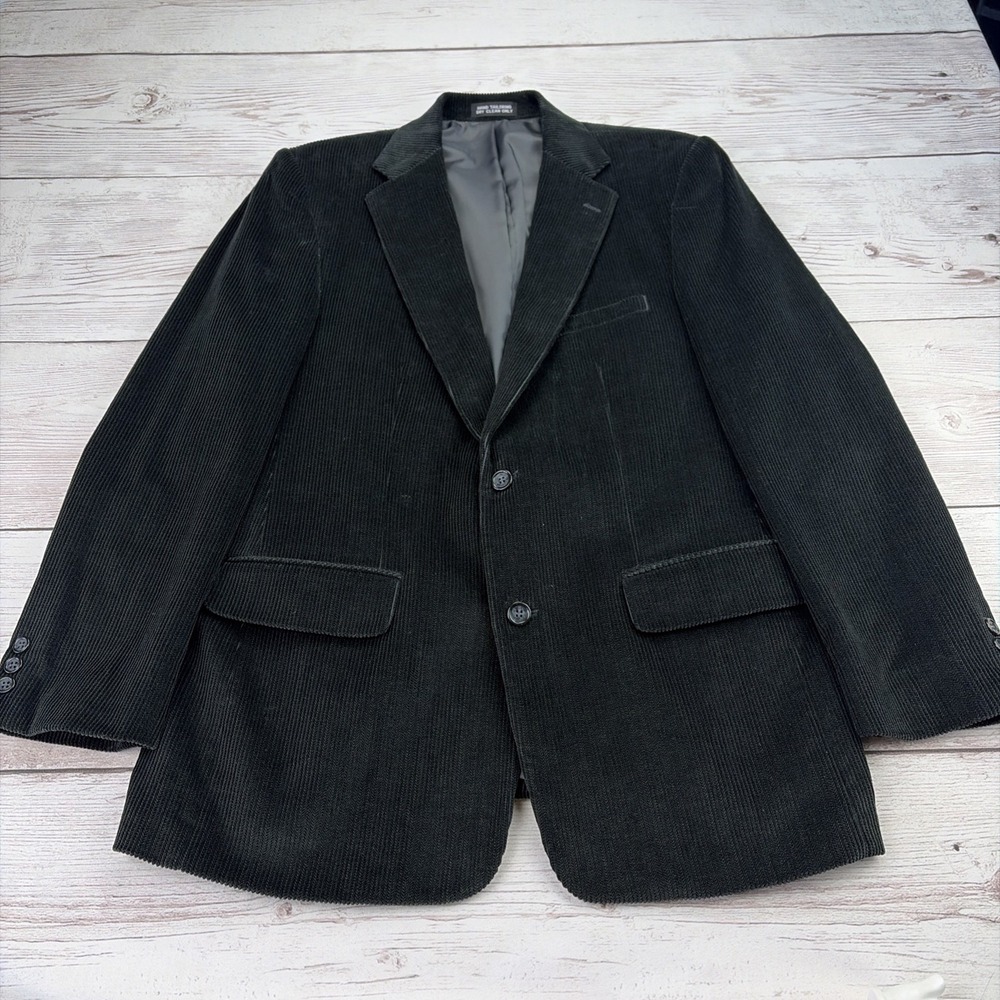 Statements Men's 42R Black Corduroy Blazer Sport Coat Jacket Cotton Rayon EXC